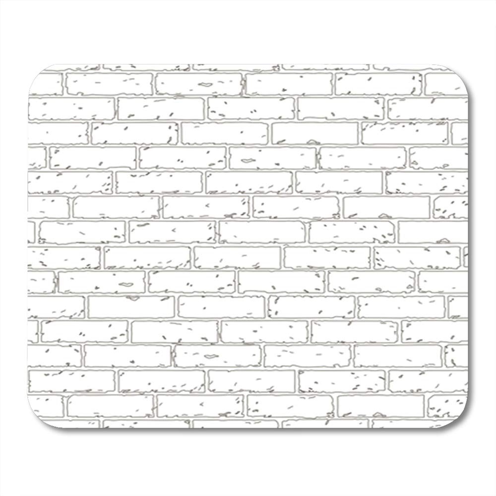 Semtomn Mouse Pad Rubber Mini 9.5" x 7.9" Rectangle Pattern White Wall Brick Rustic Blocks of Building Drawing Gaming Notebook Computer Accessories Backing