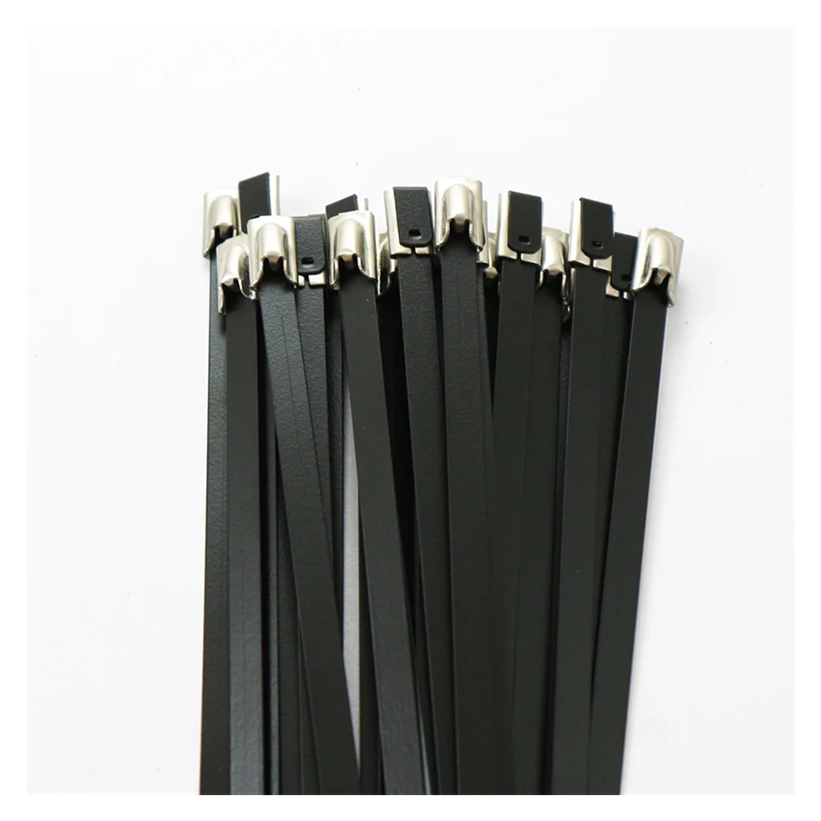 Fascette in acciaio inossidabile 25 fascette stringicavo in acciaio inox da 4,6x100/150/200/260/300/350/400 a 700 mm con chiusura a zip in metallo, rivestite multiuso(4.6X550 black 25PCS)