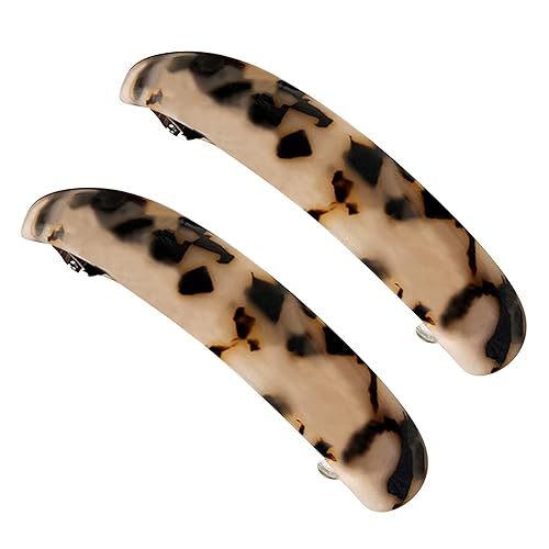 Miniatura 2 de Pasadores de pelo de concha de tortuga curvados delgados de 3.7 pulgadas para cabello grueso, pasadores franceses acrílicos, pinzas elegantes para