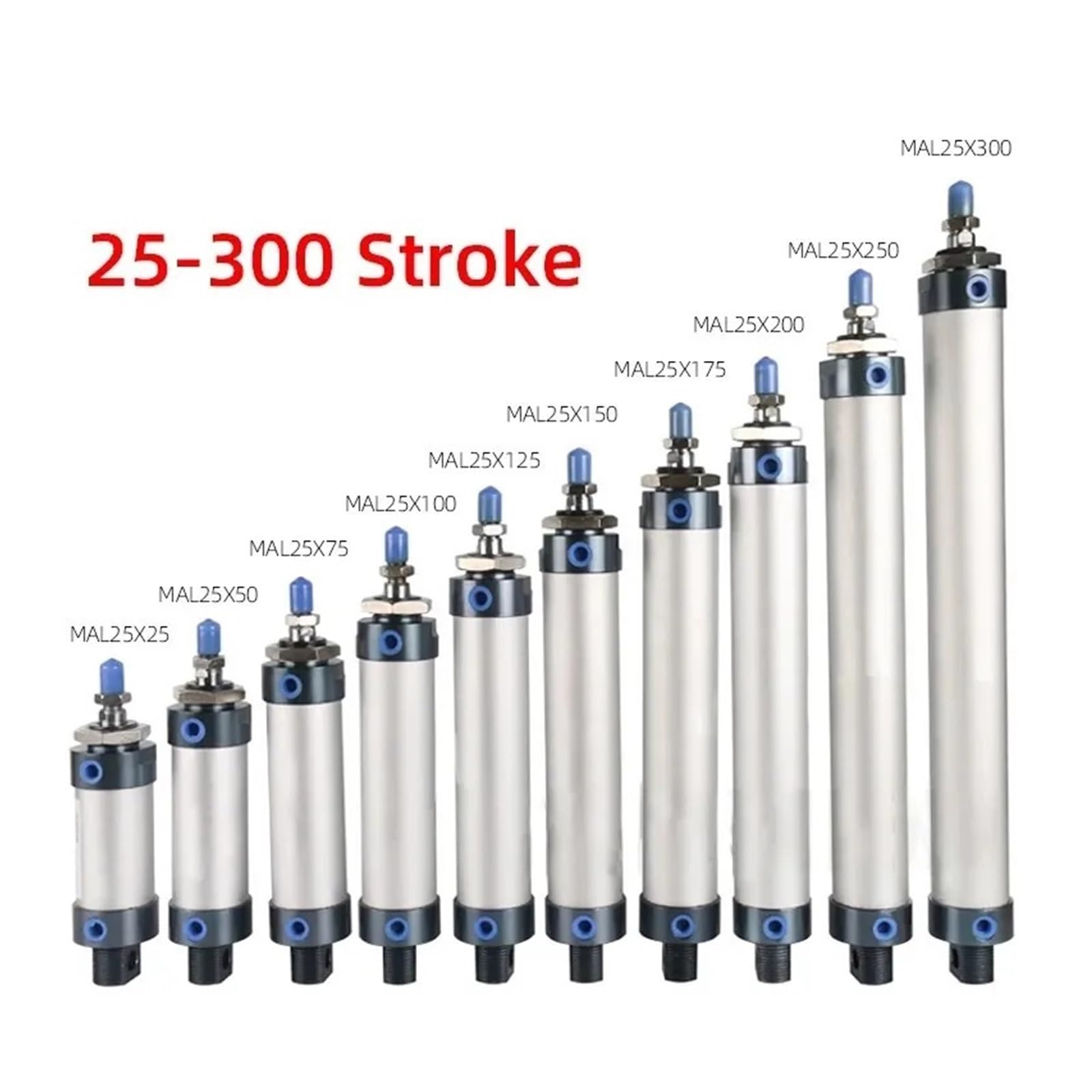 Cylindry pneumatyczne pneumatyczne podwójny cylinder sprężonego powietrza otwór MAL 16/20/25/32 mm skok 40 mm 25/50/75/100 200 pojedyncza dźwignia (skok 25 mm, otwór 25 mm)