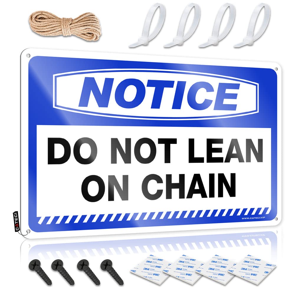 HELIOFORGE Room Door Sign Notice Do Not Lean On Chain Tin Sign Man Cave Tin Sign Tin Signs Funny Vintage(30X40CM)