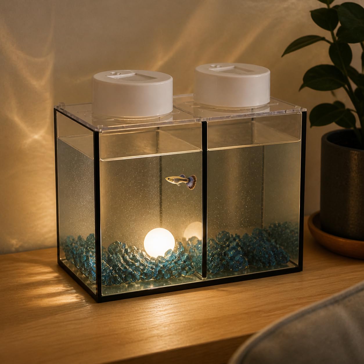 Aquarium en Verre pour Poisson, Cadre en Plastique, Aquarium Domestique, pour Bureau d'étu, Style to 3