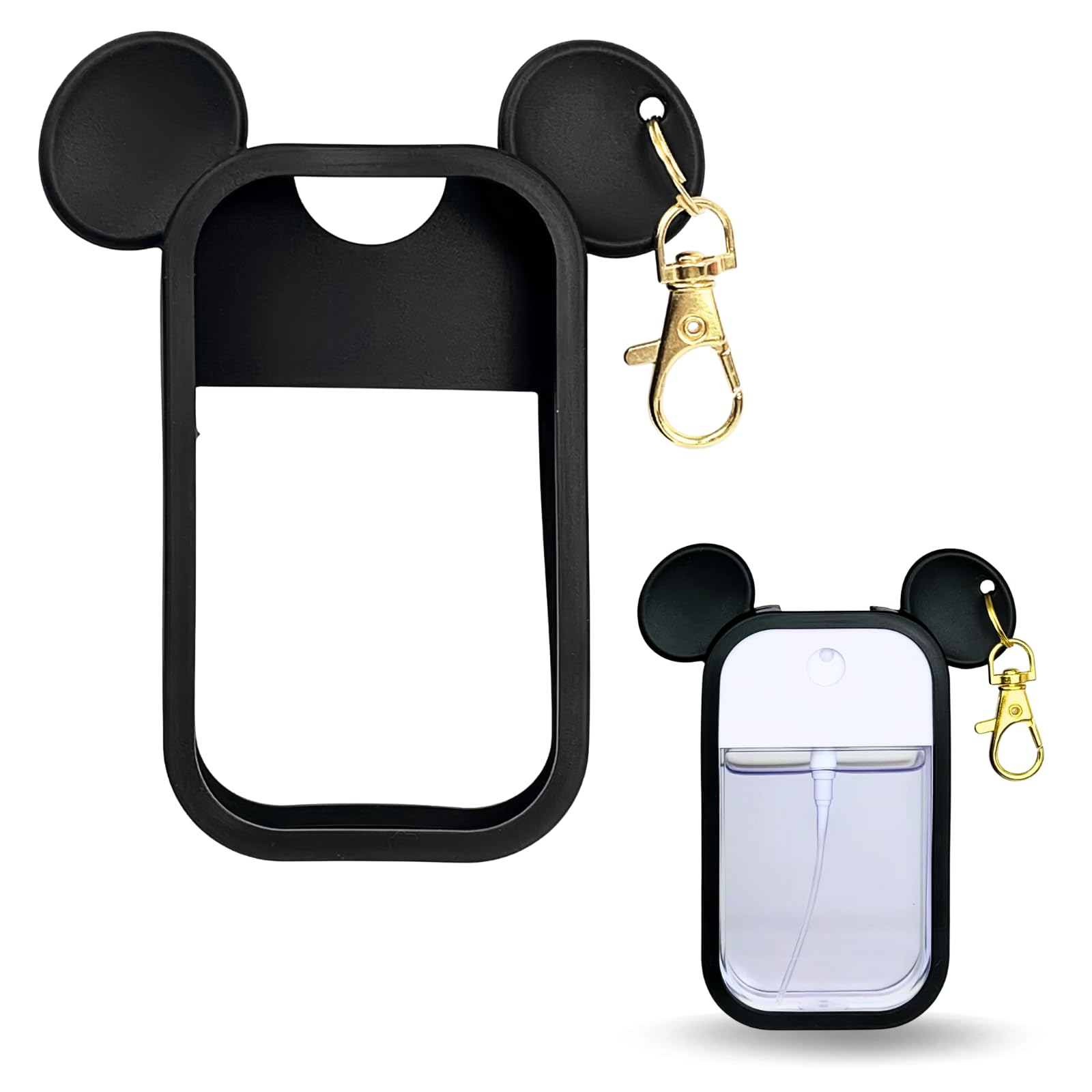 Coque en silicone pour spray désinfectant pour les mains Touchland - 44,4 ml - Avec porte-clés pour Power Mist et Glow Mist, noir