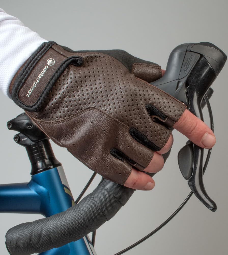 AERO|TECH|DESIGNS | Vintage Leather Gel Padded Palm Fingerless Gloves | Large | Brown