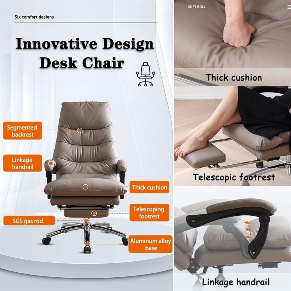 Sedia Ufficio Sedia da ufficio in pelle microfibra con schienale alto, poltrona direzionale ergonomica con supporto lombare e braccioli imbottiti, sedia girevole regolabile for ufficio domestico ( Col