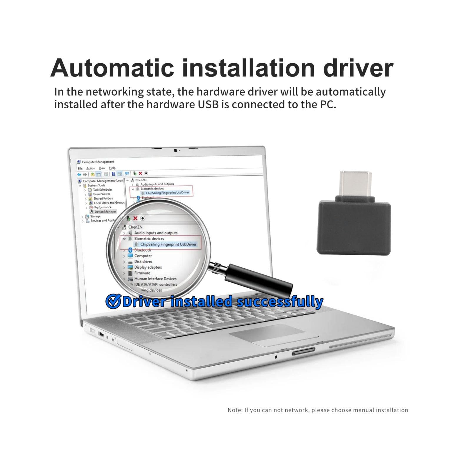 Tipo C mini lector de huellas dactilares módulo escáner biométrico para Ventanas 10/11 /64 bits sistemas
