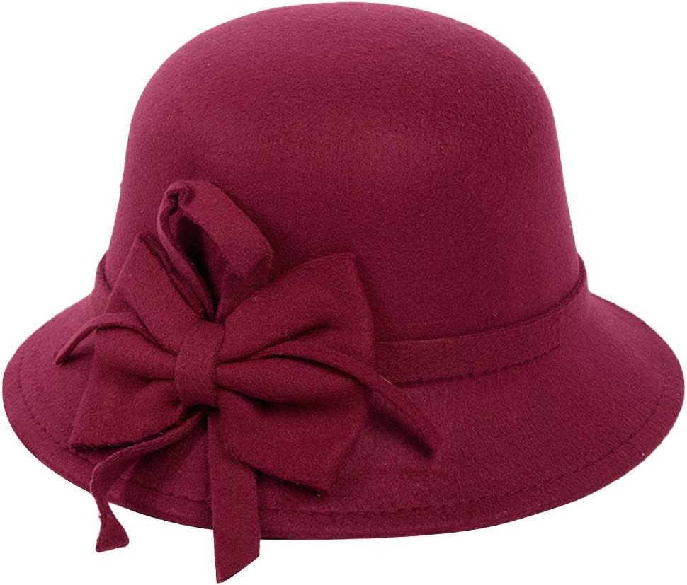 Mujeres Cloche Fedora Sombrero 1920S Invierno Cálido Elegante Sombrero De Cubo Iglesia Vintage Cloche Tea Party Bowler Sombreros