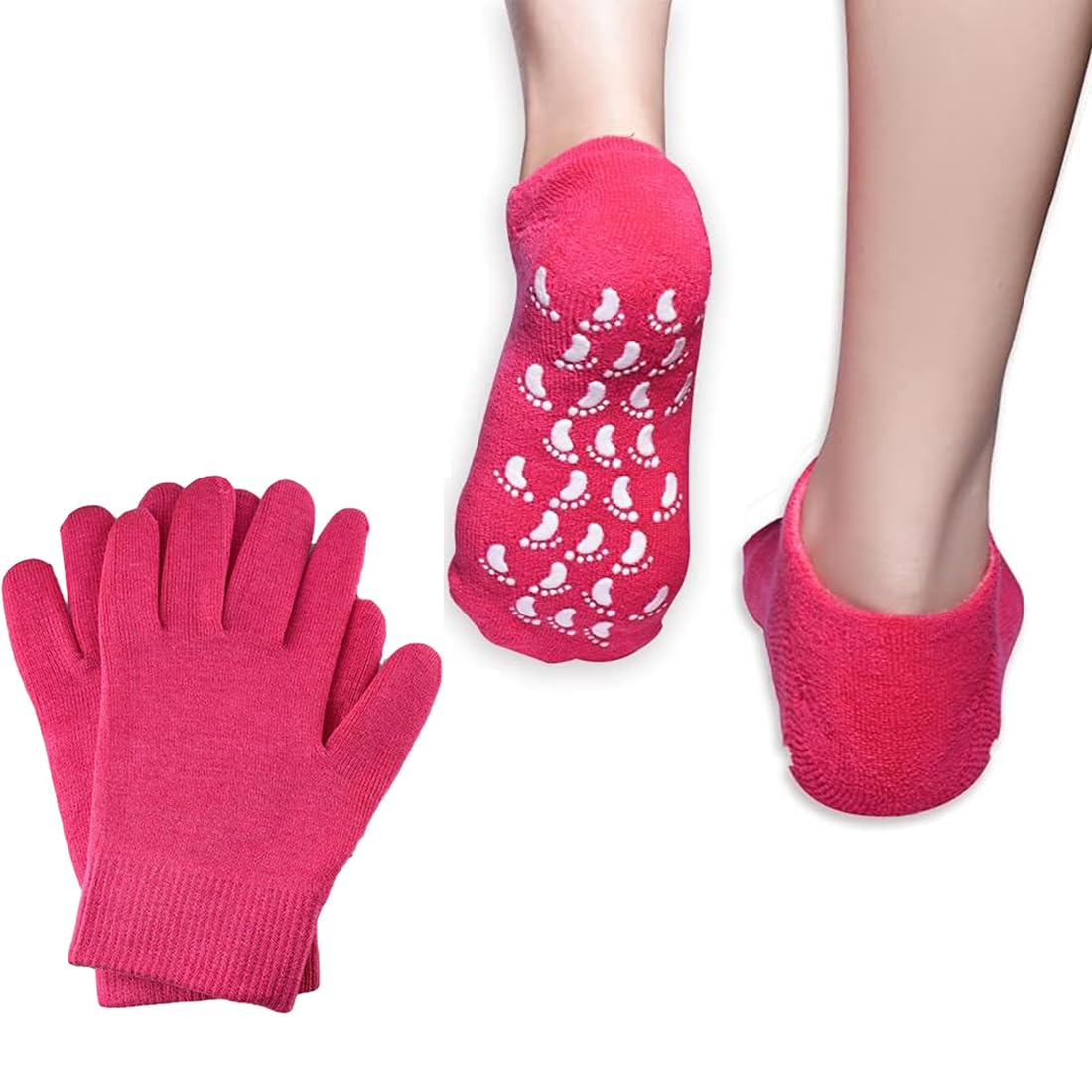 Maharsh Pink Soften Moisturising Spa Comfy Recovery Foot Hand Care Gel Socks and Gloves (Red) (B0D1VN6WFR) Amazon Price History, Amazon Price Tracker