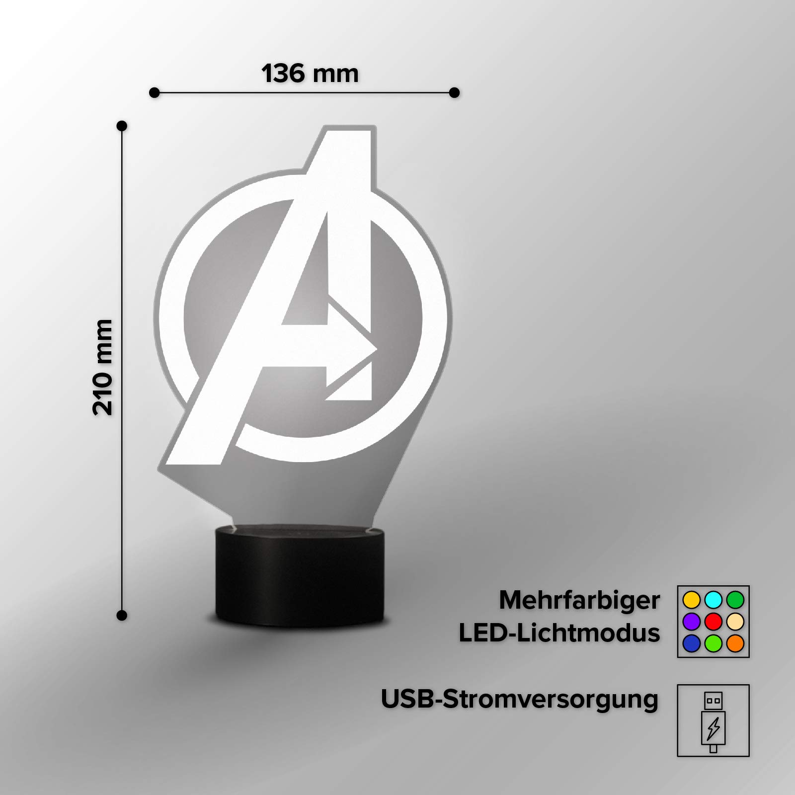 Marvel Avengers Logo Light V2 Lampada LED Decorazione Supereroi