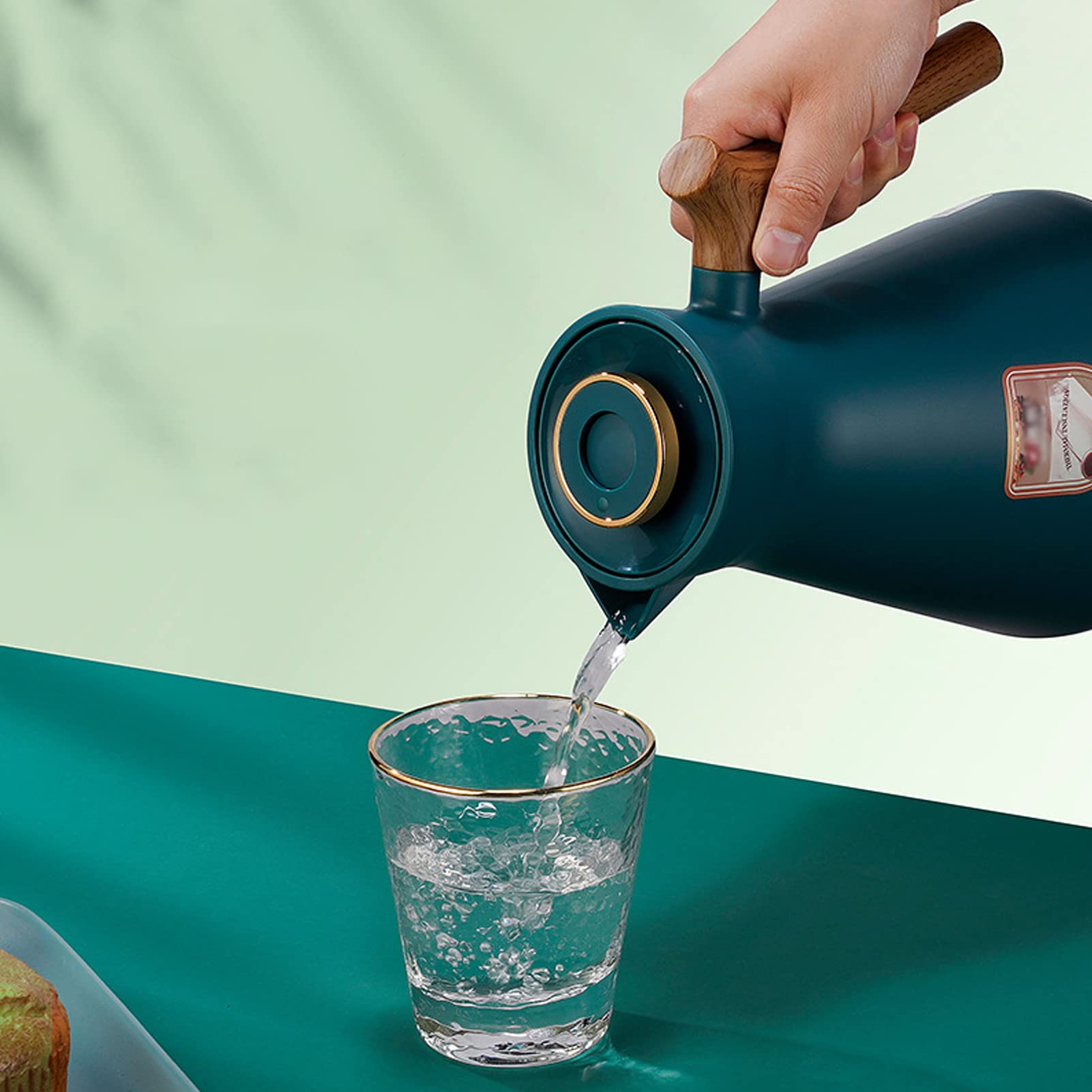Thermoskanne Isolierkanne Vakuum Isolations, Heißer Und Kalter Thermosflasche, Kaffeekaraffe Mit Einfachem Sicherheitsschubknopf, Für Zuhause, Büro, Hotel (Braun,1L)