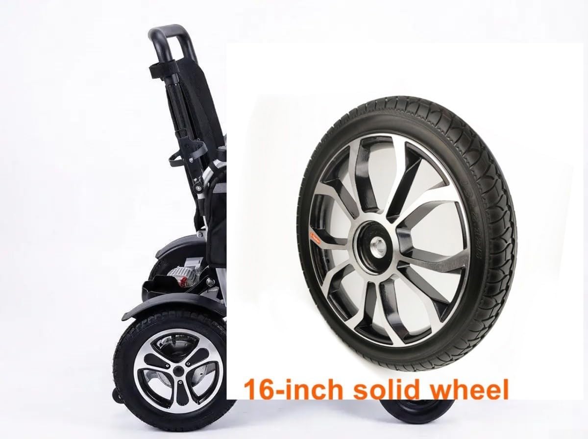 Honseadek Ruedas de goma sólida para silla de ruedas de 16 pulgadas con sistema de embrague, agujero de eje de 17 mm y ranura de 6 mm, cubo de aluminio, para piezas de repuesto de scooter de movilidad