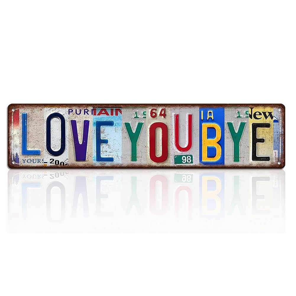 Hndhbfgrt Love You Bye Romantic Bedroom Wall Decor Hallway Entryway Wall Art 16x4 Inches Tin Sign Love You Bye