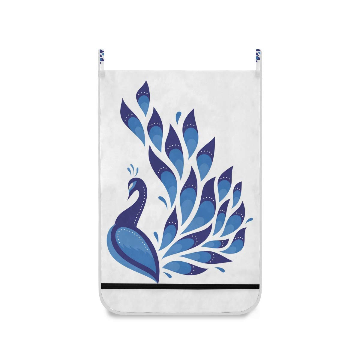 hengpai Kids Cute Hanging Laundry Hamper Bag Dirty Clothes Bag Basket Fabric Wash Bag with Door Wall Hooks,Beautiful Peacock