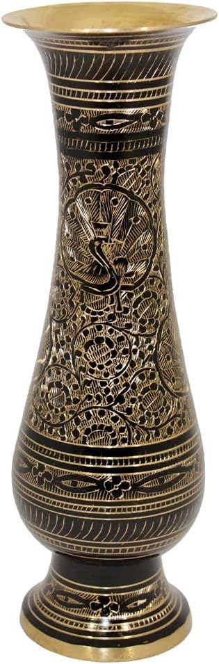 Skywalk Er Metal Flower Vase (10 Inch, Black & Gold) 4 X 10 Multicolour