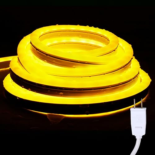 Luces LED de neón, 33 pies, impermeables, tira de luces de neón de 110 V para exteriores, silicona flexible, tira de luz de neón conectable, tira de