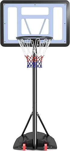 Yaheetech Aro de baloncesto portátil para niños, cancha de baloncesto para jóvenes y adultos, altura ajustable de 7.2 a 9.2 pies, tablero trasero de
