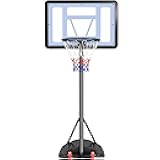 Yaheetech Kids Basketball Hoop Outdoor Portable Basketball Goal Court for Youth & Adults 7.2-9.2ft Height Adjustable, 32inch Backboard