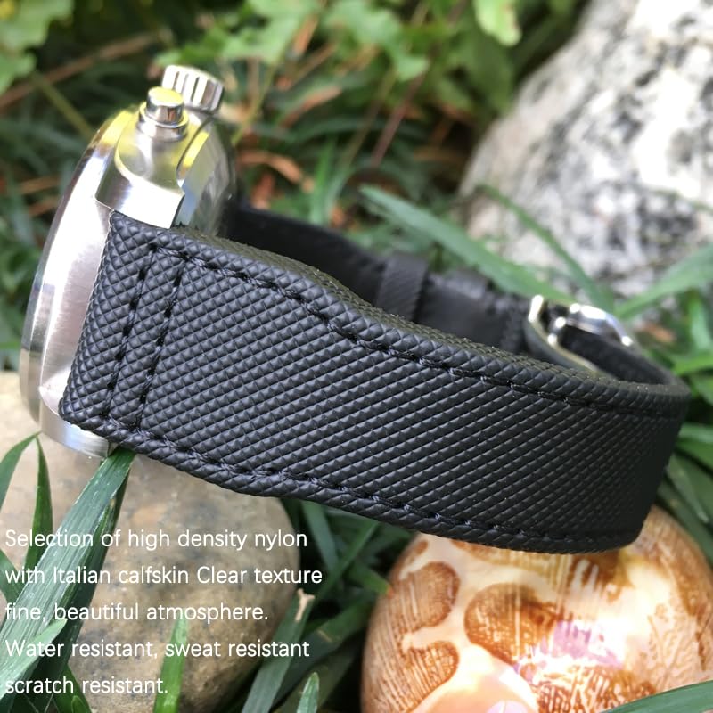 Bracelet montre cuir noir et nylon pour le quotidien avec IWC Pilot - 4