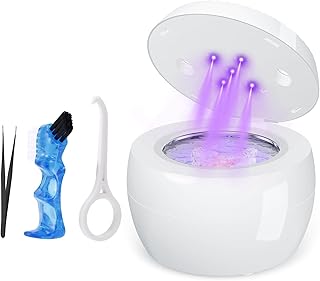 Ultrasonic Retainer Cleaner Machine – 200ML 45kHz One-Touch Operation, 5-Minute Deep Clean for Dentures, Retainers, Mouth Guards, Braces, Jewelry – Compact Ultrasonic Cleaner for Dental Appliances