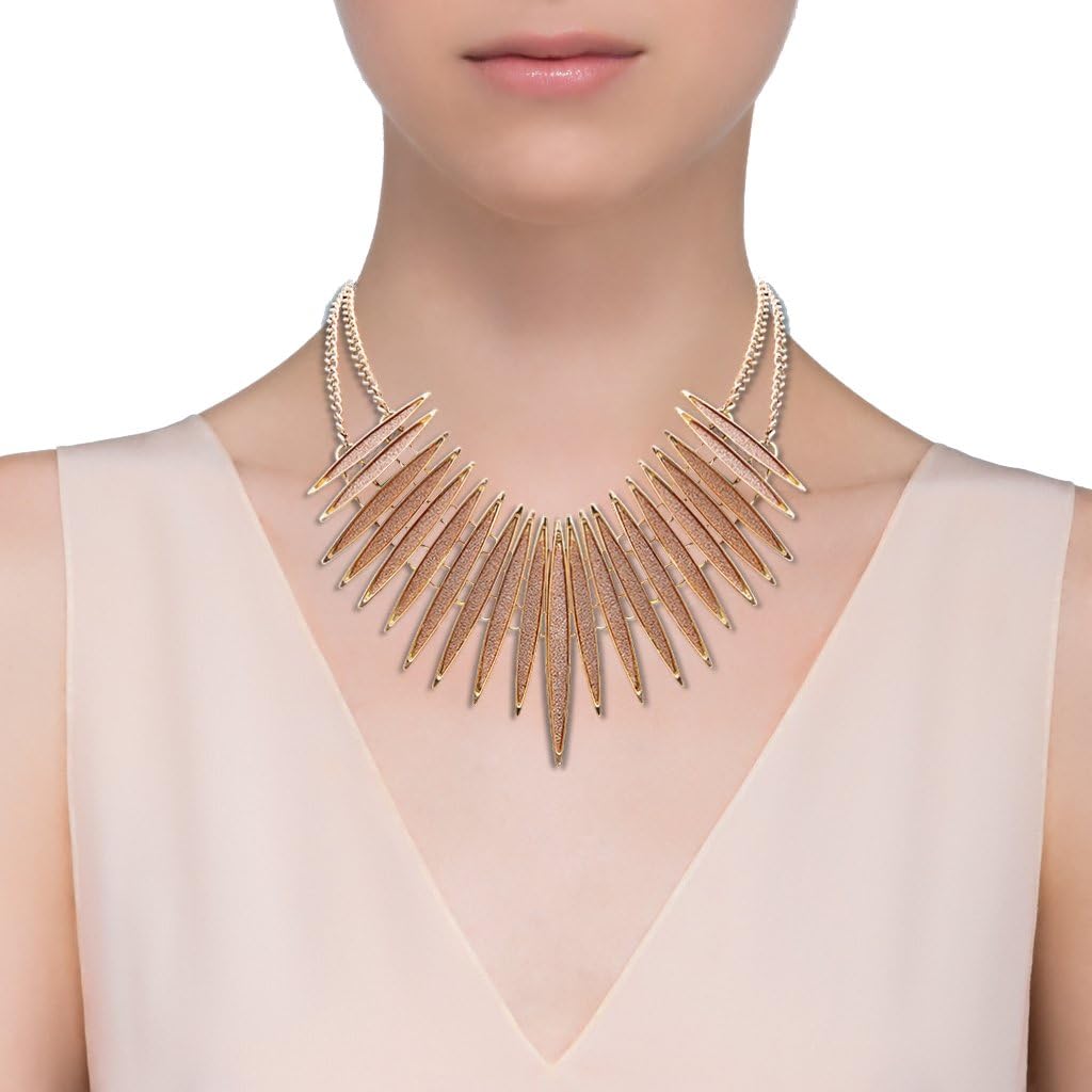 MOLOCH Sparkling Druzy Leaf Choker Necklace Fashion Gold-Tone Collar Necklace Bib Statement Chunky Tribal Necklace Woman Jewelry - Image 2