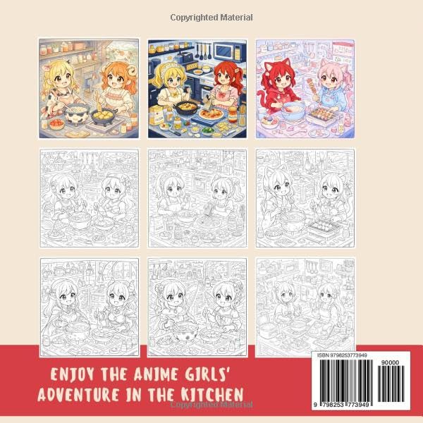 ANIME GIRLS KITCHEN TIME Cozy coloring Book for Kids: ENJOY THE ANIME GIRLS' ADVENTURE IN THE KITCHEN image 3