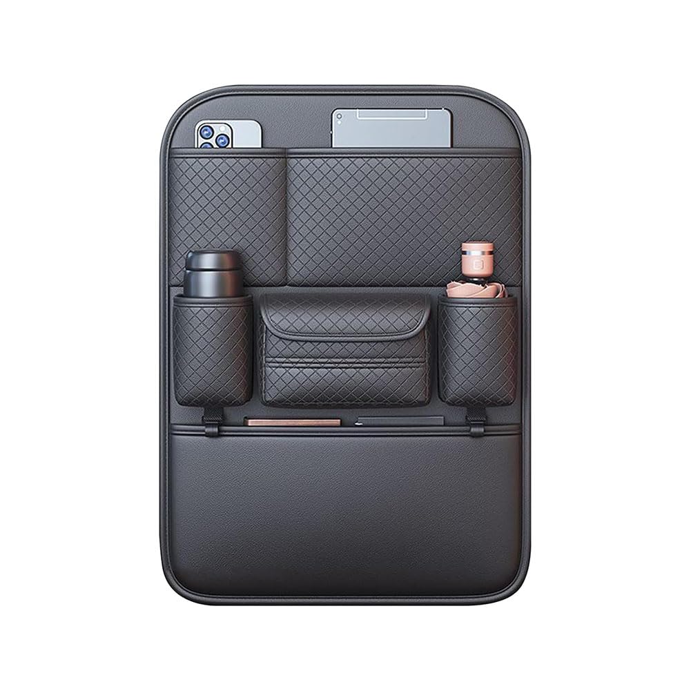NFAHBAQA Car Back Seat Organiser For Jaguar XK/XKR Coupé/Convertibile X150 X100 XK/XK8/XKR 1996-2015, Leather Car Seat Organiser, Multifunctional Seat Protector with Pockets, Travel Accessories