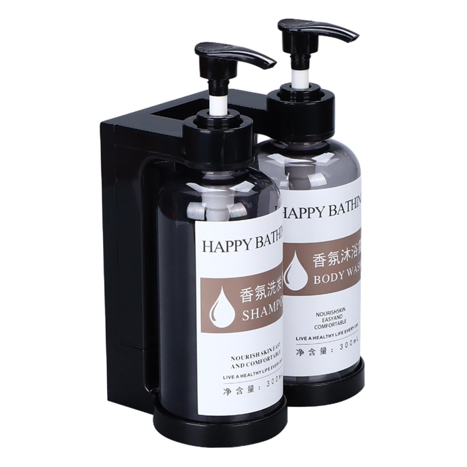 Set di 3 dispenser di sapone liquido per le mani, dispenser di sapone per le mani, per bagno, casa colonica, WC, grigio, 2 scomparti, grigio