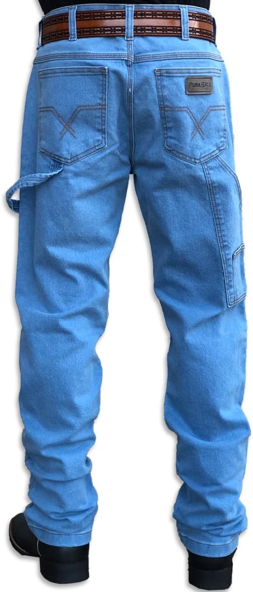 Calca Jeans Country Carpinteira Masculina Lycra Barra Larga Texana Peão Rodeio Agro Pura Raça