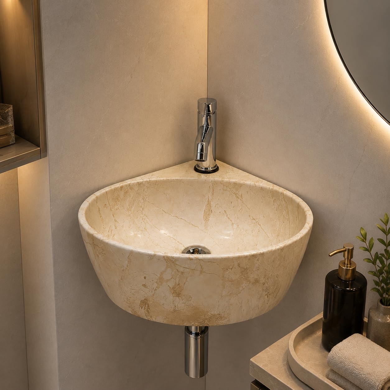 Reyal Corner Sink - Space-Saving Ceramic Wash Basin -30 Reyal Corner Sink - Space-Saving Ceramic Wash Basin -30