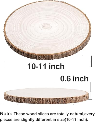 Miniatura 3 de wohohoho 10 piezas de rebanadas grandes de madera natural de 9 a 10 pulgadas para centros de mesa, círculos de madera sin terminar con corteza para