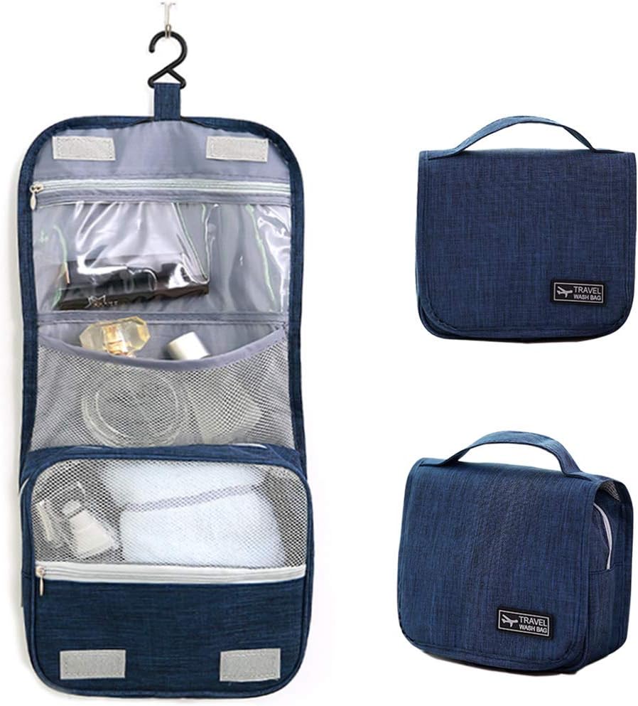 Travel Hanging Toiletry Bag Waterproof Organizer Cosmetic Bag Separate Dustproof Dry And Wet Separation 2-Layer Wash Portable Men And Women Storage Bag，Medium，Navy