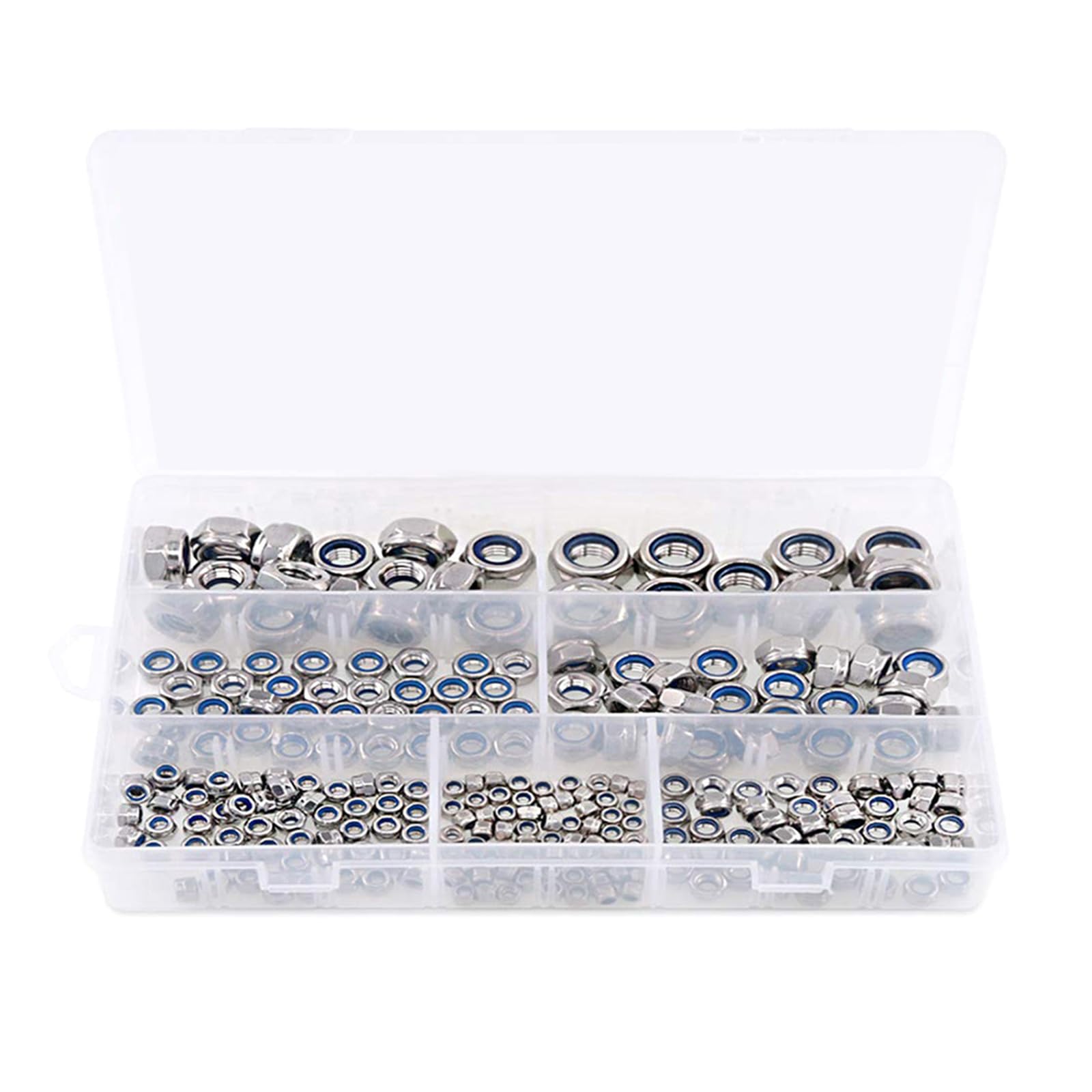 Set di 250 dadi di sicurezza metrici da 3/4/5/6/8/10/12 mm, in nylon, inserto esagonale, inserto in nylon autobloccante