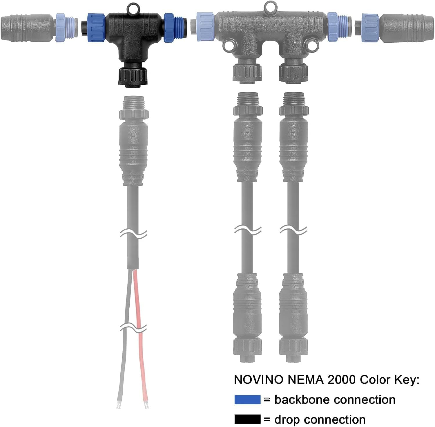 NMEA 2000 Starter Kit to Process NEMA 2K Network for Lowrance Simrad Garmin,Marine Grade NMEA 2000 Backbone Cables Drop Cables Tees Terminators