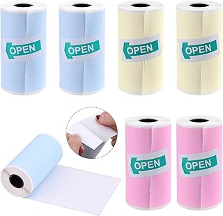 Tongdejing 6 Rolls Printable Sticker Roll, Self Adhesive Thermal Printer Paper Roll, Color Direct Thermal Paper Photo Sticker, DIY Thermal Sticker Printer Paper for Mini Printer(as shown)