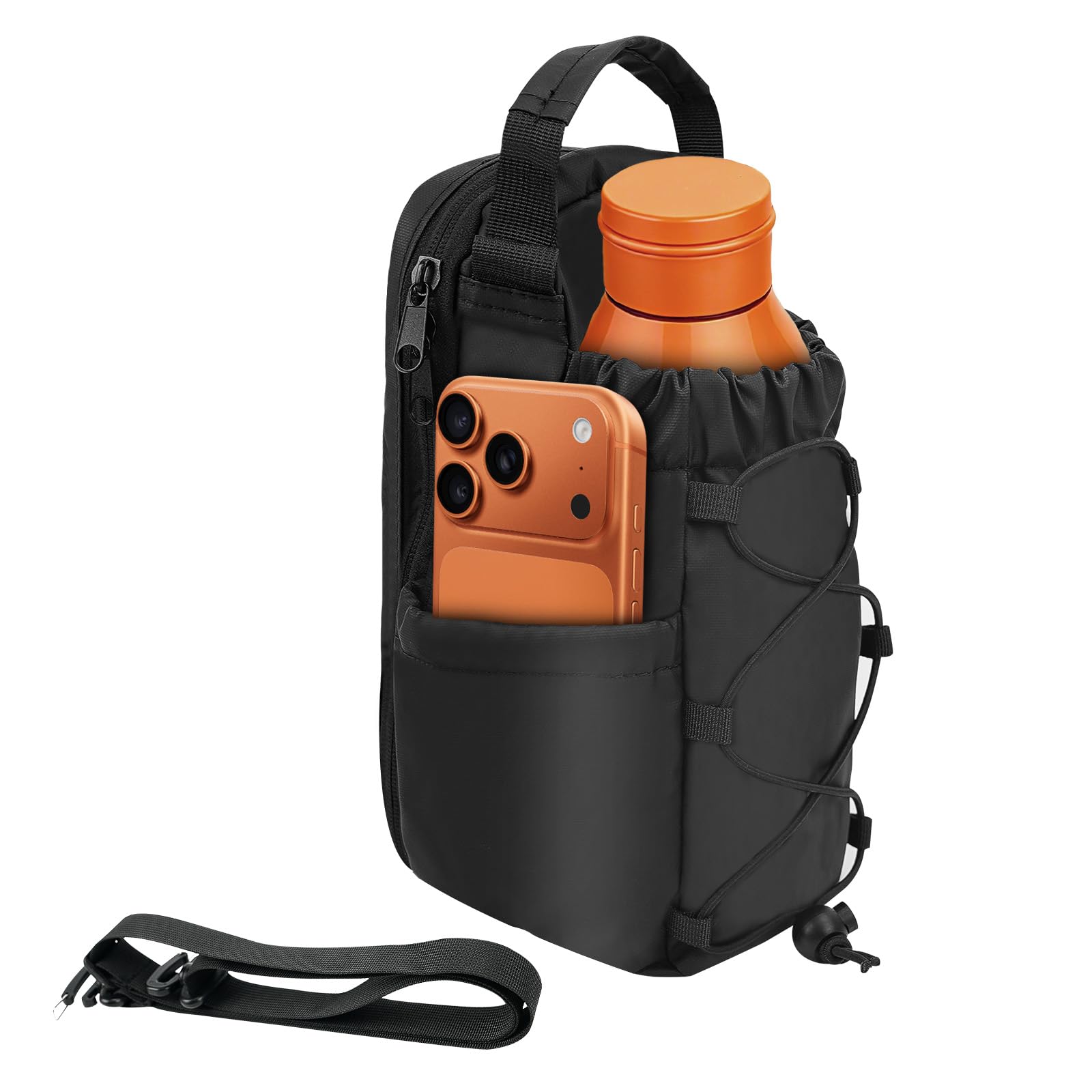Bolsa Magnética Gimnasio - 4 Imanes Fuertes, Magnetic Gym Bag, Magnetic Water Bottle Bag con Correa para Vasos de 1,2L Funda Deportiva Gym, Bolsa Magnetica Gym para Botella de Agua & Móvil