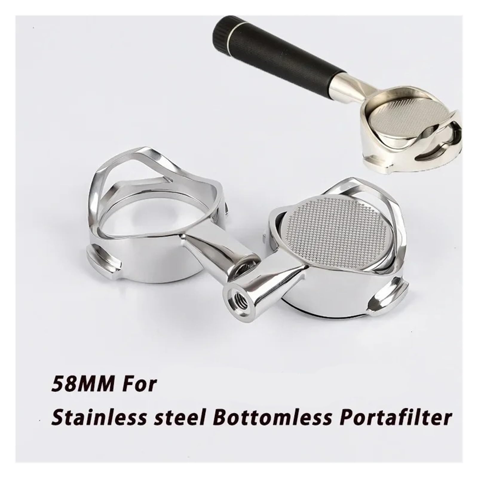 Portafiltro Hueco Sin Fondo E61 De 58 Mm, Filtro De Reajuste Universal For Máquina De Espresso De Acero Inoxidable, Compatible Con EXPOBAR, Compatible Con Gemilai(58mm-E61-C3)