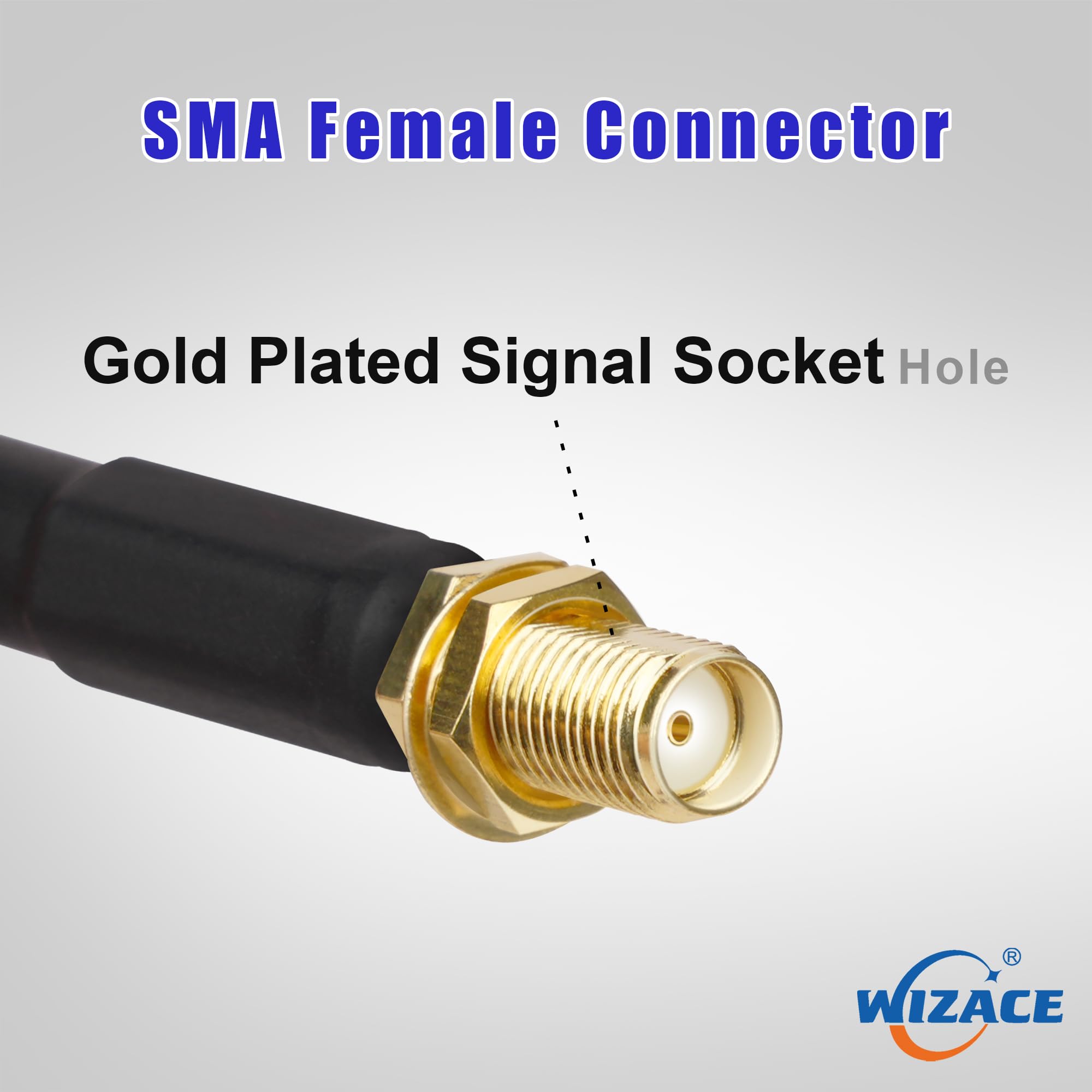 WIZACE S-MR240 - Cavo coassiale da SMA femmina a maschio SMA da 0,3 m, 2 pezzi, in puro rame a bassa perdita, prolunga per antenna 3G, 4G, 5G, 6G, LTE, ADS-B, Ham, GPS, WiFi, RF (50 Ohm non per TV)