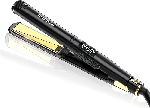 DORISILK Plancha plana de titanio Nano 2 en 1, plancha alisadora de 450 grados, tacto suave y sedoso, plancha de pelo de 1 pulgada de doble voltaje,