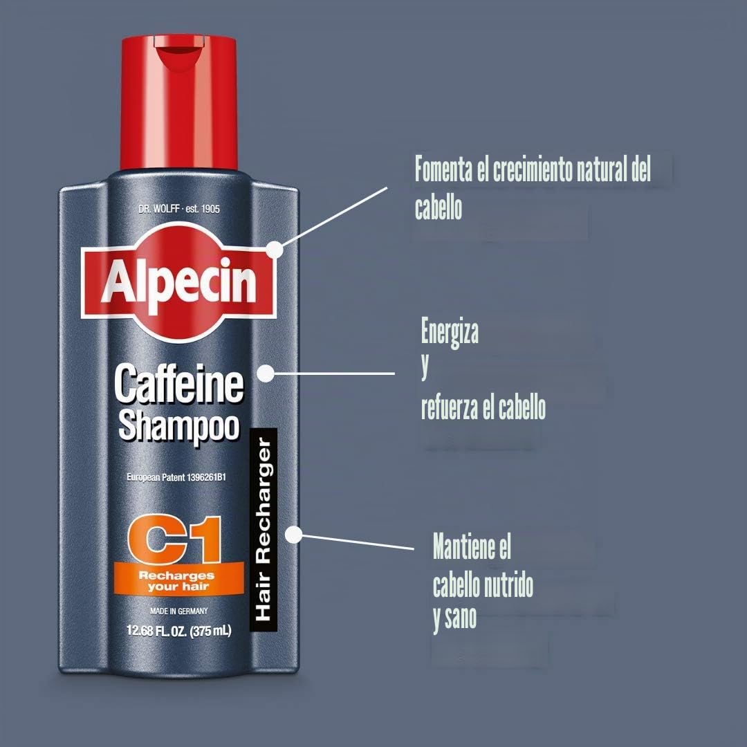 Champú Alpecin Cafeine, multicompra de 3 unidades, energizante para cabello C1, 250 ml