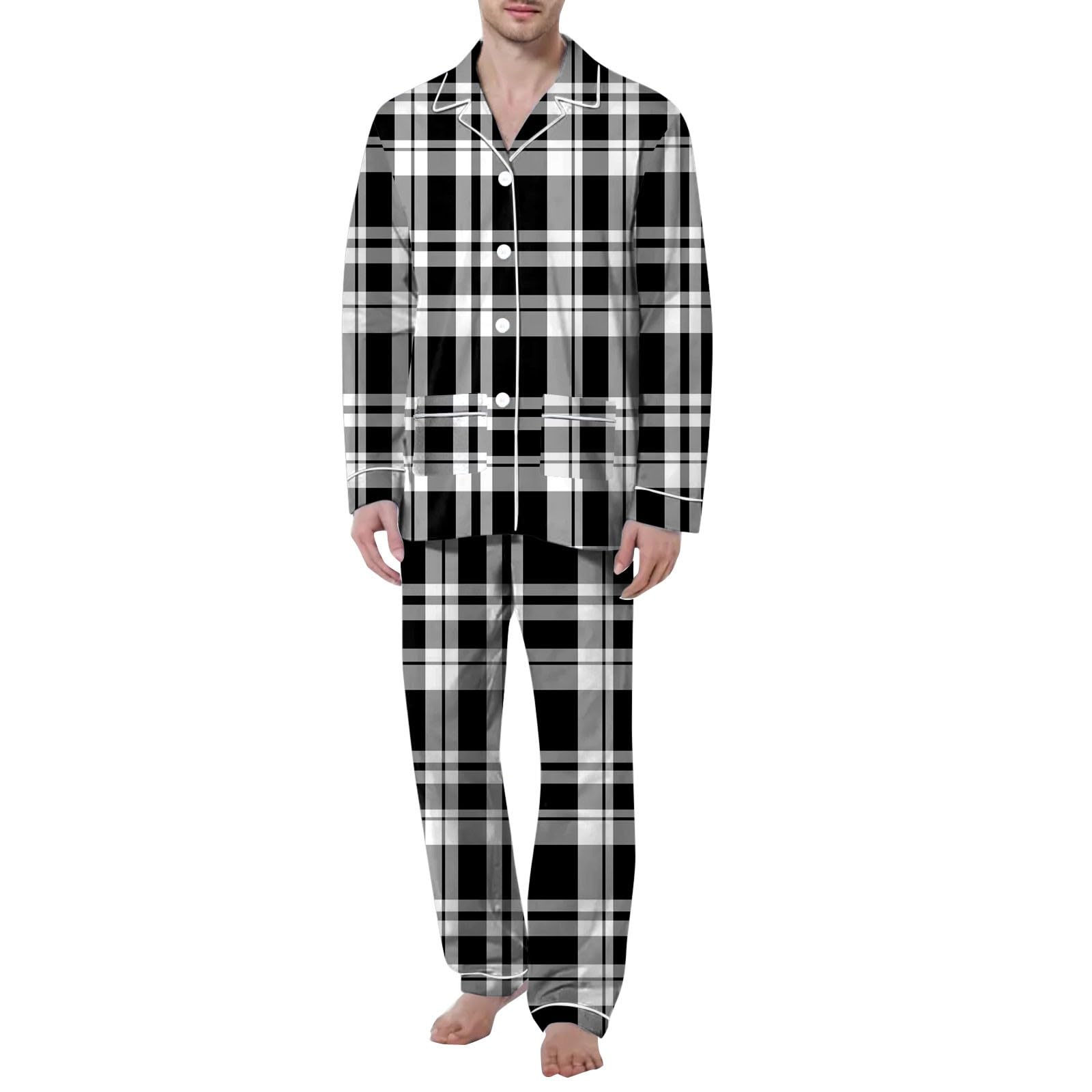 Pyjama Homme Velours Doux Hiver Col Haut Ensemble