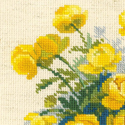 Image of RIOLIS - Globe Flower 1515, Floral Cross Stitch Kits 7.75 inchX7.75 inch, Cross Stitch Kits for Beginners & Advanced, Crossstitching Kit Adult, Embroidery Counted Stitching Kit