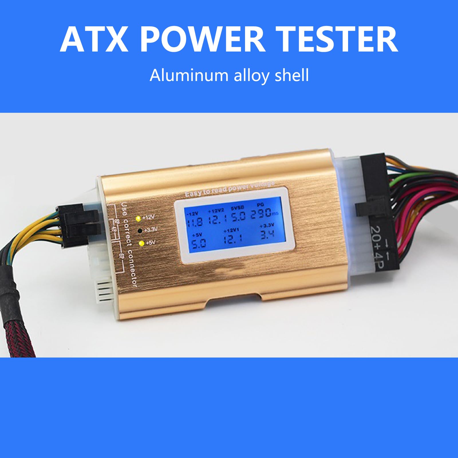 Shinycome PC Power Supply Tester LCD Display Power Meter Maintenance Testing Tool for Computer Motherboards Voltages Checking