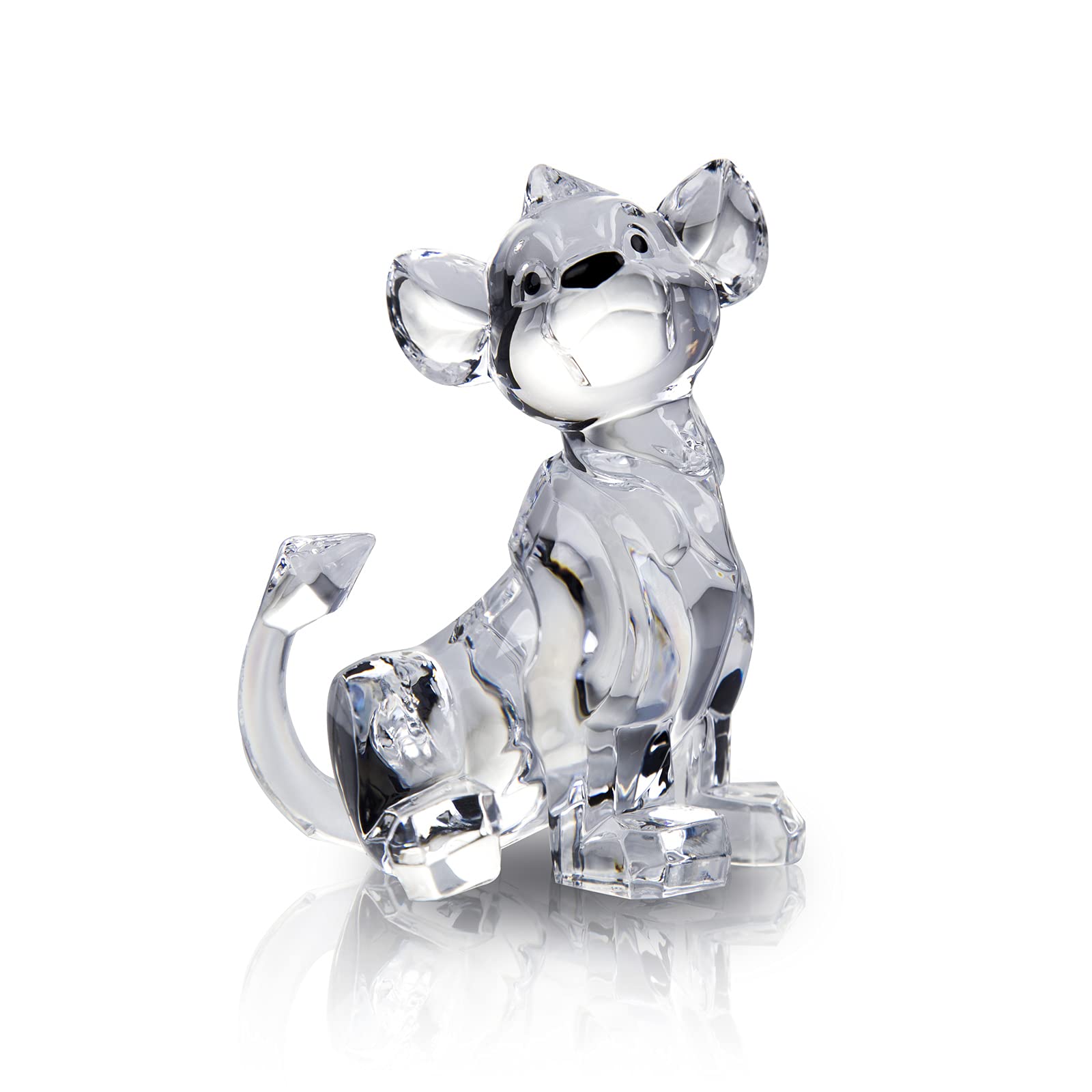DANRECIN Cute Lion Home Decorations Acrylic Clear Lion Figurines Collectibles Wildlife Animal Sculpture for Bookshelf Dinner Table and Desk Not Crystal (D)