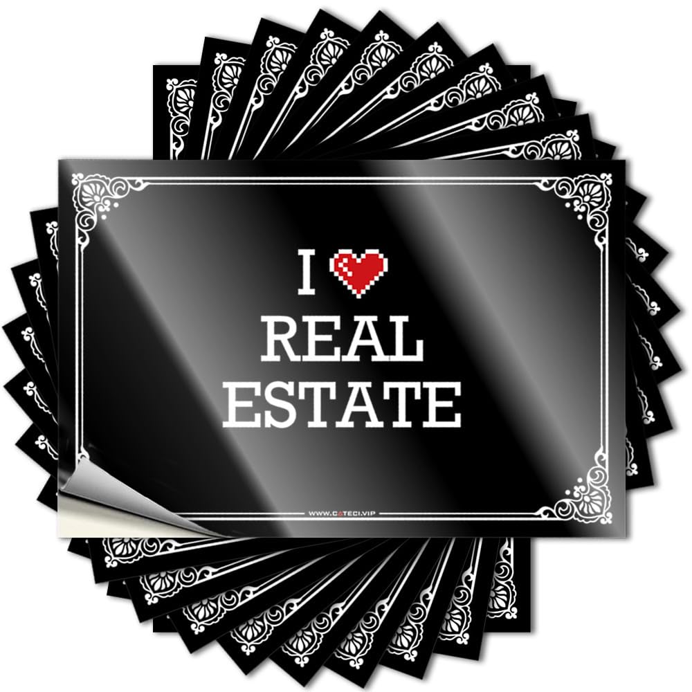 Fzfn Colour Coffee, Tattoo Window I Love Real Estate | Autumn Funny Decor(12X18cm)