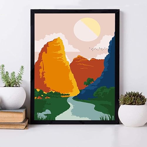 Miniatura 6 de LWZAYS Pintura por números para adultos, pintura por números, paisaje de montaña y lago, sin marco, pintura al óleo, pinturas acrílicas para arte de