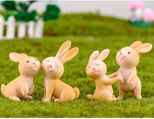 Miniatura 3 de 7 piezas de figuras de conejo para niños, juego de juguetes de animales para decoración de pasteles, figuras en miniatura de jardín de hadas de