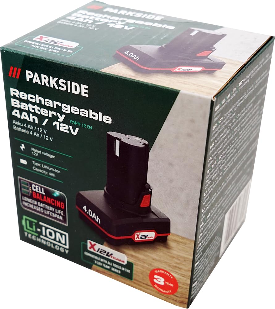 HEADNMORE® Bundle – Parkside® akumulator 12 V 4 Ah + ładowarka Performance 6A + breloczek do kluczy