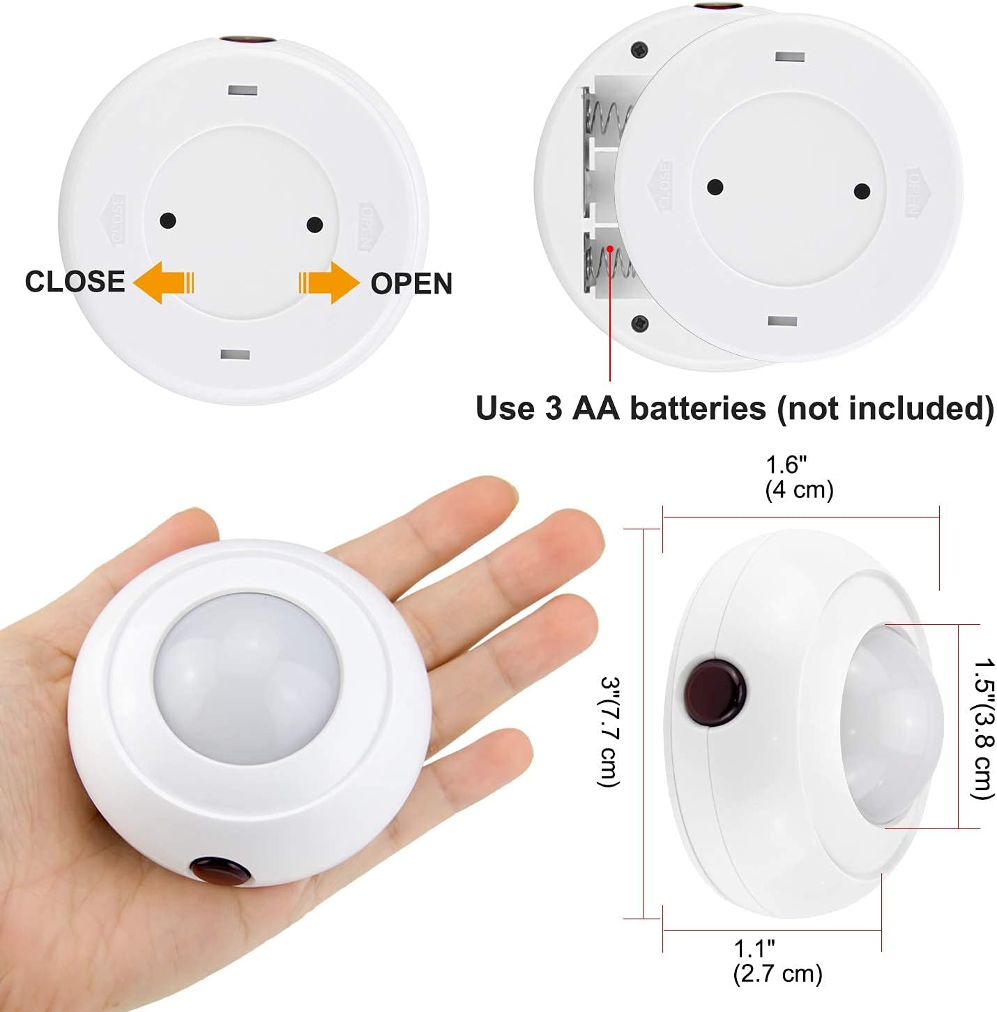 LUXSWAY 16 Color Changing Puck Push Tap 4 Modes Closet Under Cabinet Light,Stick on Light for Kitchen Stairs-3 Pack