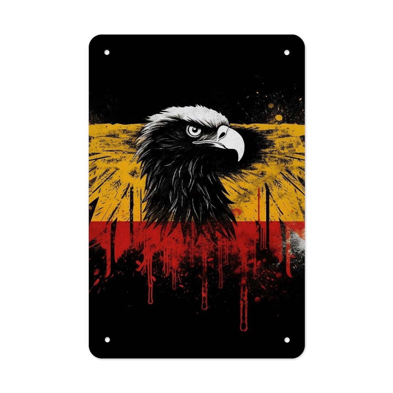 QMNLKH Germany Flag Eagle Plaques for Wall Decor, Personalized Metal Tin Sign for Home, Multifunctional Poster for Office, Fashion Painting for Hallway, Wall Art Pictures, 7.9x11.8Inch