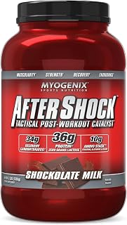 Myogenix Aftershock Post Workout, Unlimited Muscle Growth | Anabolic Whey Protein | Mass Building Carbohydrates | Amino Stack Creatine and Glutamine Plus BCAAs | Shockolate Milk - 3 LBS